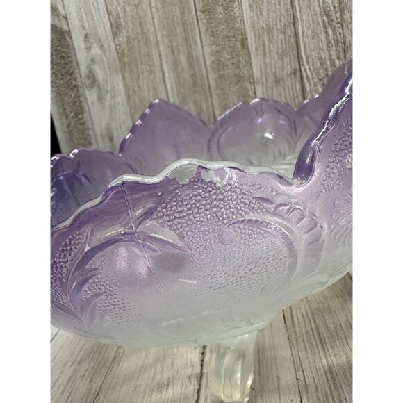 Vtg Jeanette Flashed Purple Ombre Footed Lombardi Fruit Bowl Unique Color 10"x5" - Picture 7 of 13